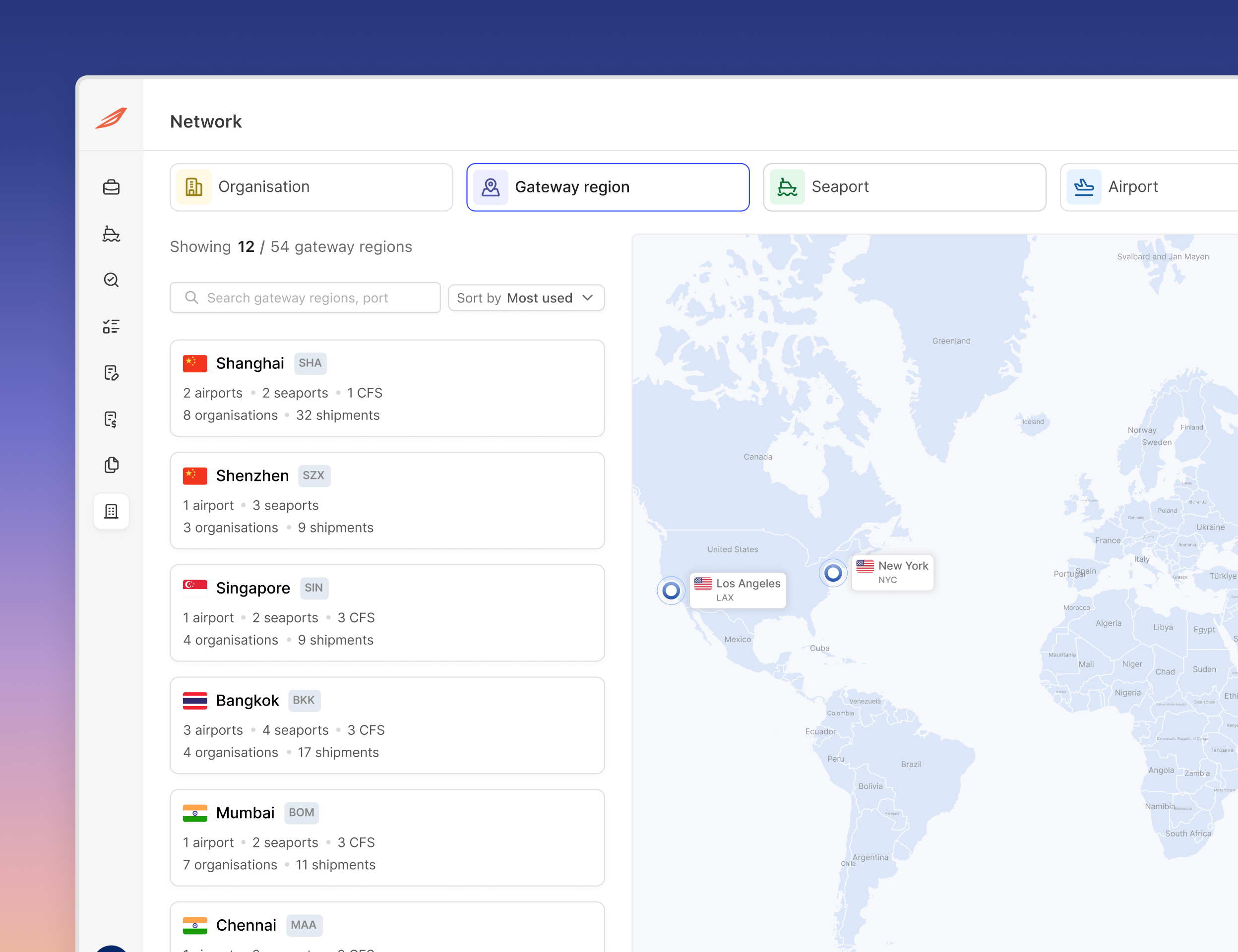 Silq Network map with gateway regions